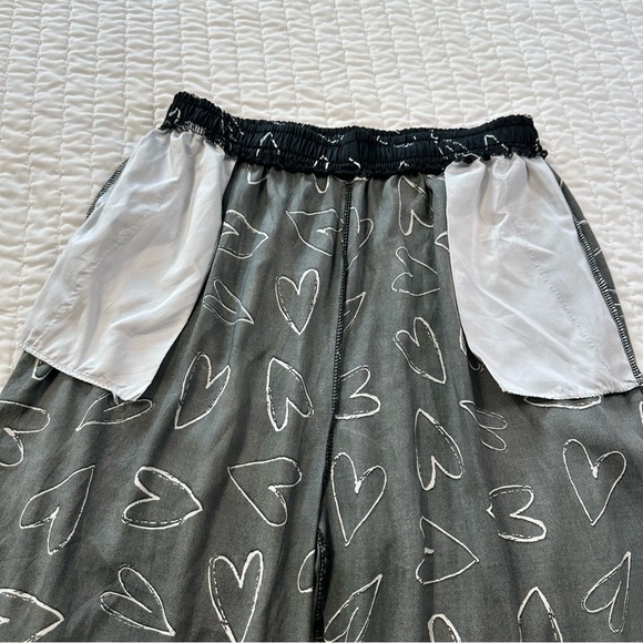 Hello Mello Sleepwear Black Pajama Pants with White Heart Design - Picture 11 of 12